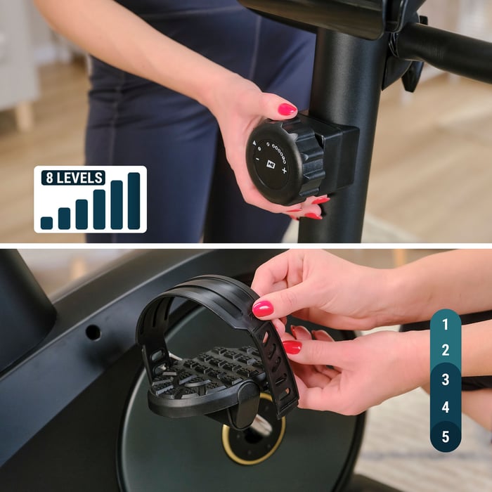 Bicicletta Spark oro dotata di regolazione della resistenza magnetica e regolazione delle cinghie sui pedali