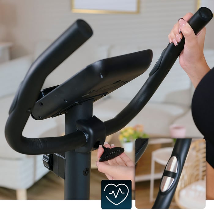 Bicicletta HS-2080 argento dotata di regolazione dell'angolo del manubrio e sensori di polso