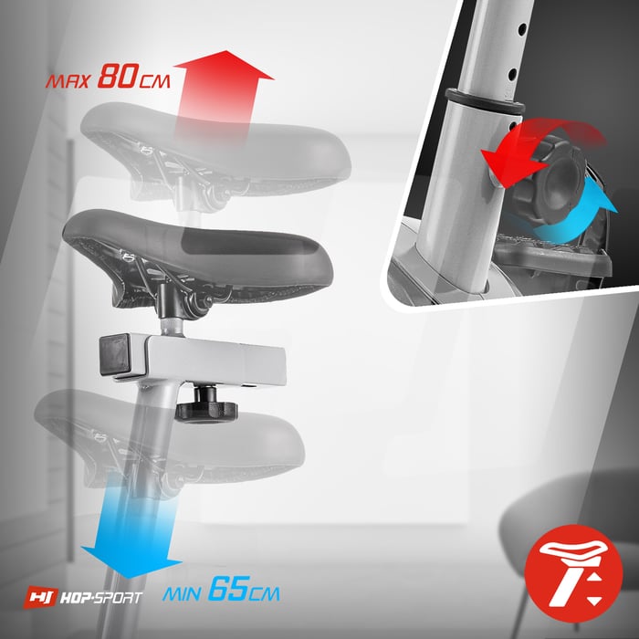 Cyclette HS-2050H Sonic argento dotata di sella regolabile in verticale