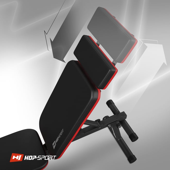 Regolazione del poggiatesta nella panca da allenamento HS-2040 del marchio hop-sport