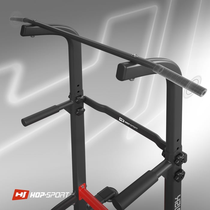Primo piano della barra nelle parallele per allenamento HS-1012K del marchio Hop-Sport
