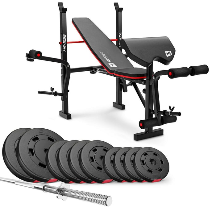 Contenuto del set culturistico 59kg con panca da allenamento HS-1055 del marchio Hop-sport