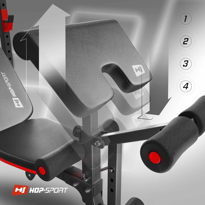Regolazione del preacher curl nella panca da allenamento HS-1095 del marchio hop-sport