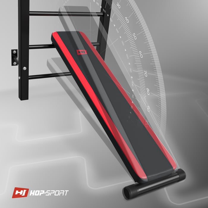 Primo piano sulla panca inclinata nelle barre da allenamento HS-1018K del marchio Hop-Sport