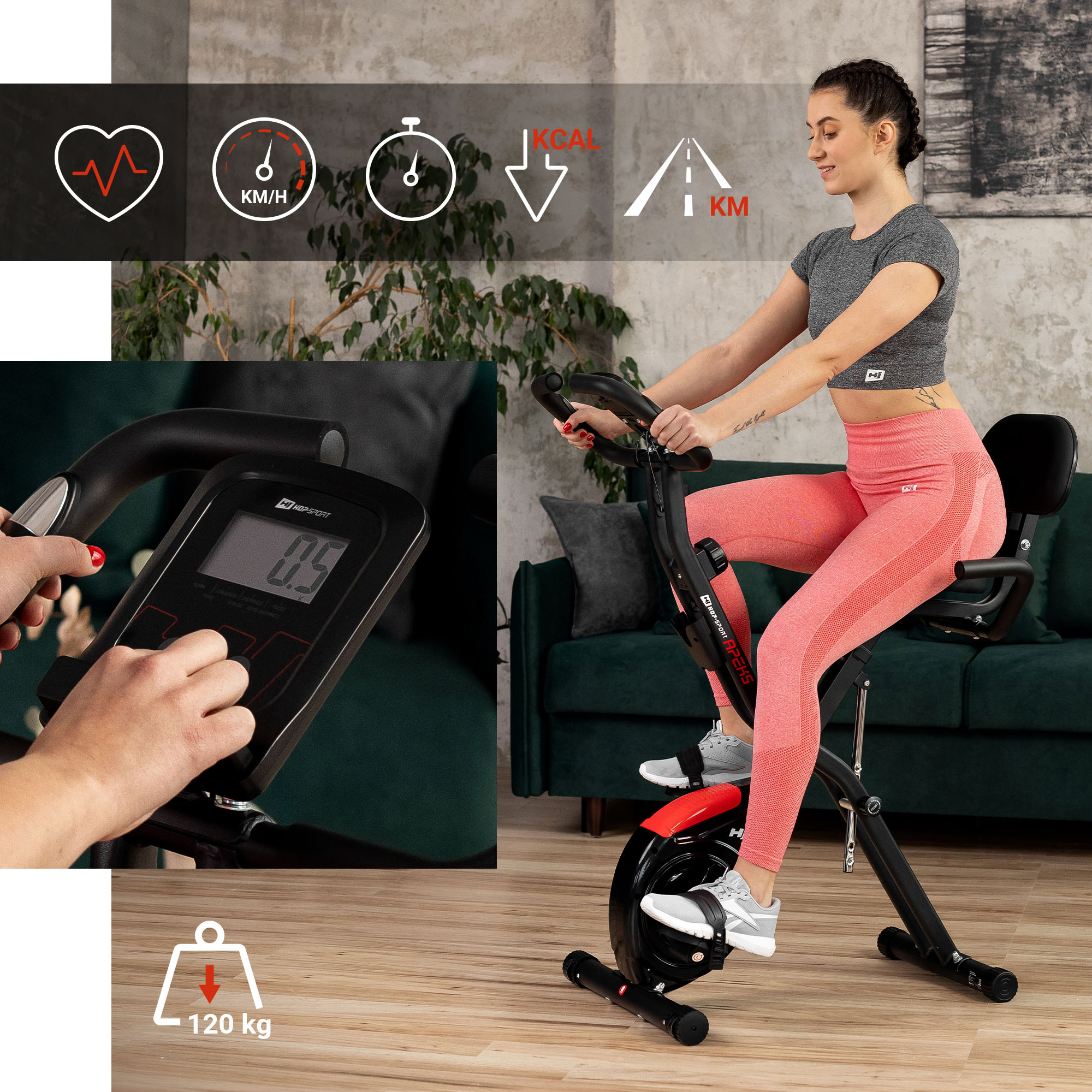 Display LCD facile da usare e leggibile nella X-bike HS-3030X Apeks