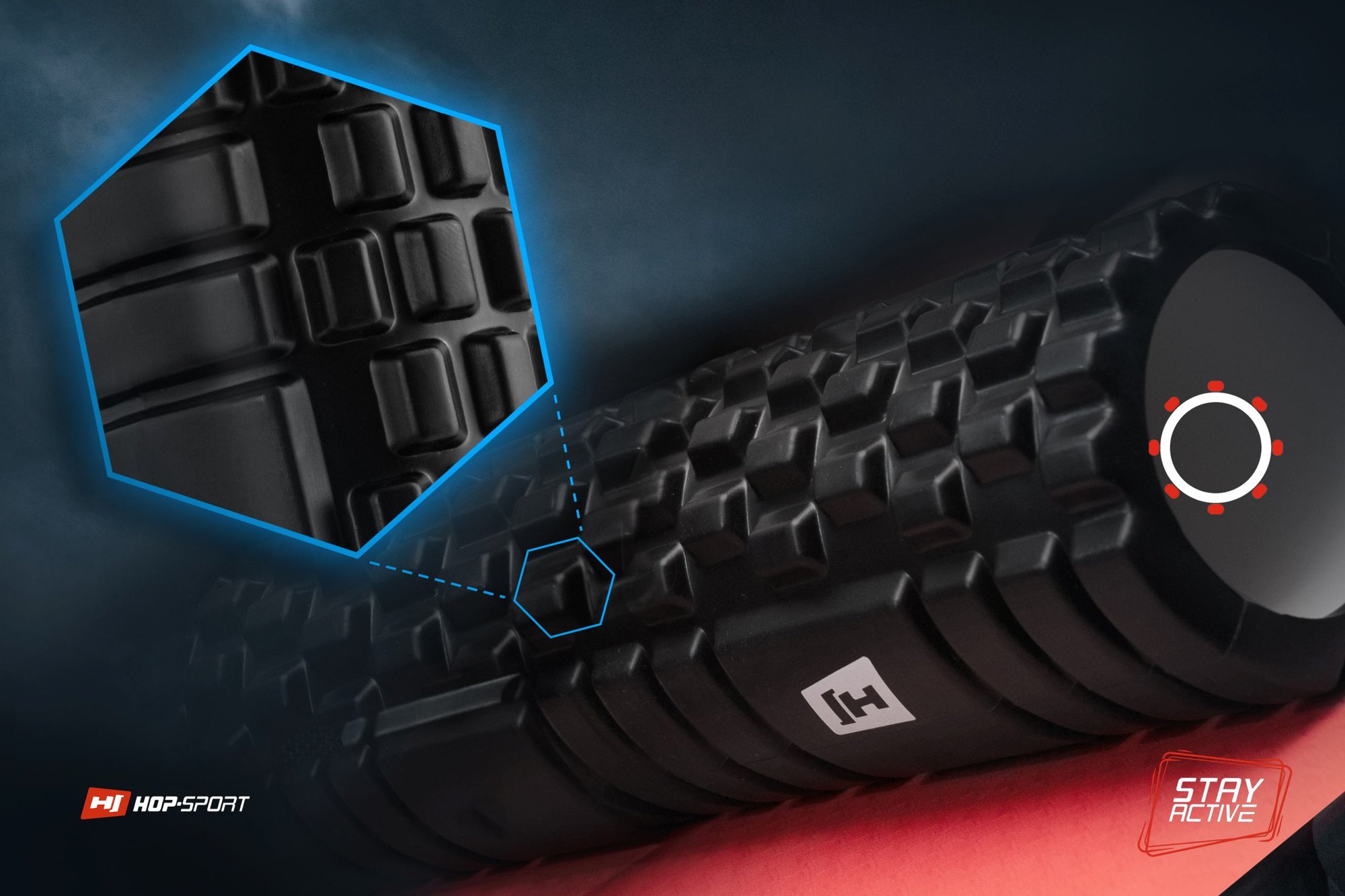 Superficie del rullo con protuberanze di colore nero