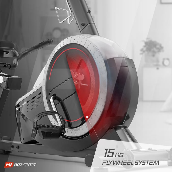 Cyclette orizzontale HS-060L Pulse argento dotata di sistema di resistenza magnetica e frenante