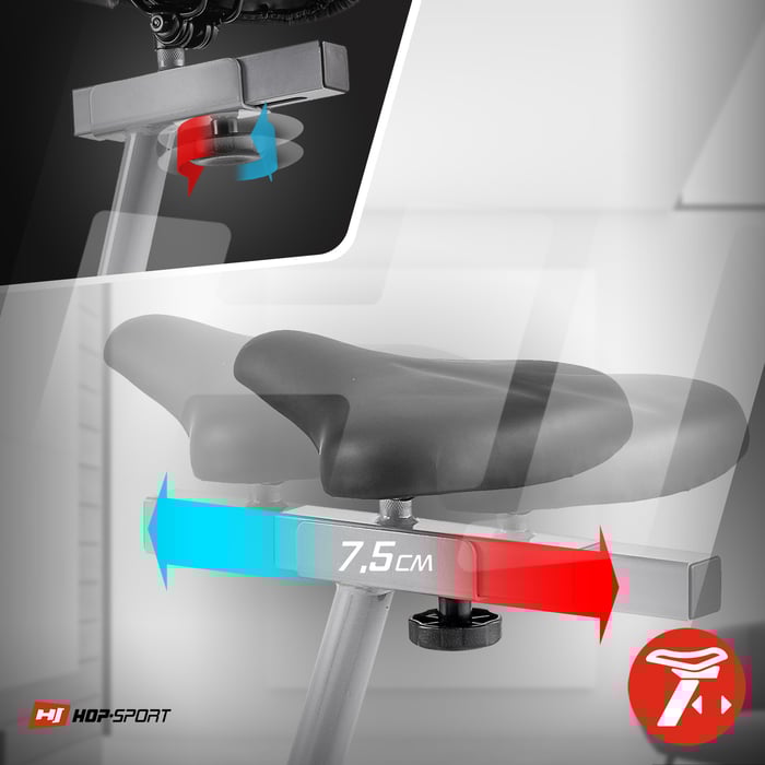 Cyclette HS-2050H Sonic argento dotata di sella regolabile in orizzontale