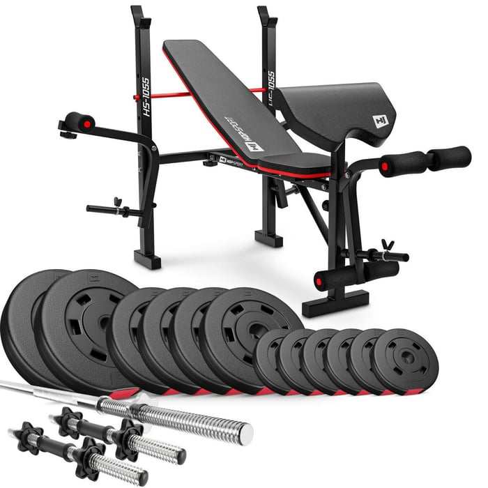 Contenuto del set culturistico 38kg con panca da allenamento HS-1055 del marchio Hop-sport