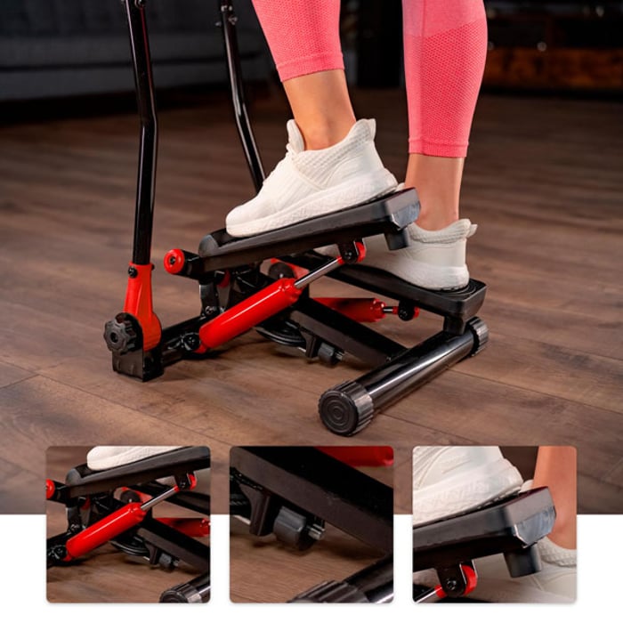 Piattaforme antiscivolo con regolazione dell'altezza nello stepper HS-045s Slim rosso