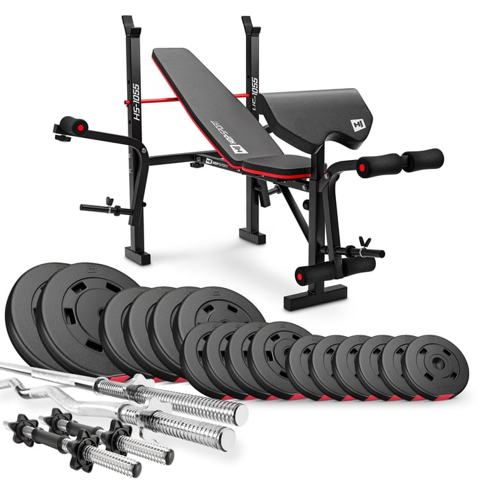 Contenuto del set culturistico 75kg con panca da allenamento HS-1055 del marchio Hop-sport