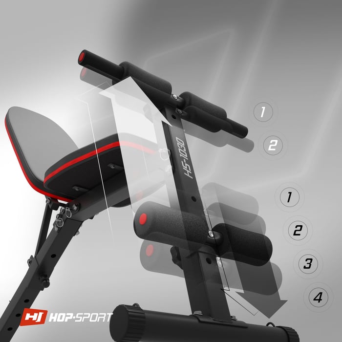 Regolazione del blocco gambe nella panca HS-1030 di Hop-sport