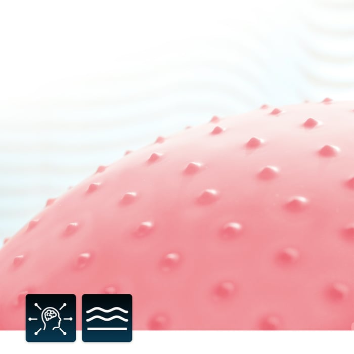 Rilievi massaggianti nella palla ginnica rosa del marchio Hop-Sport