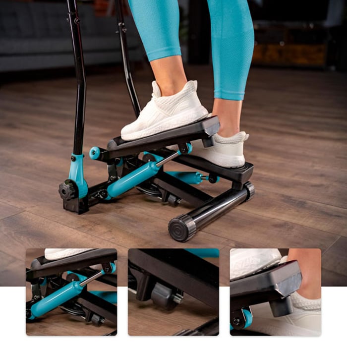 Piattaforme antiscivolo con regolazione dell'altezza nello stepper HS-045s Slim blu
