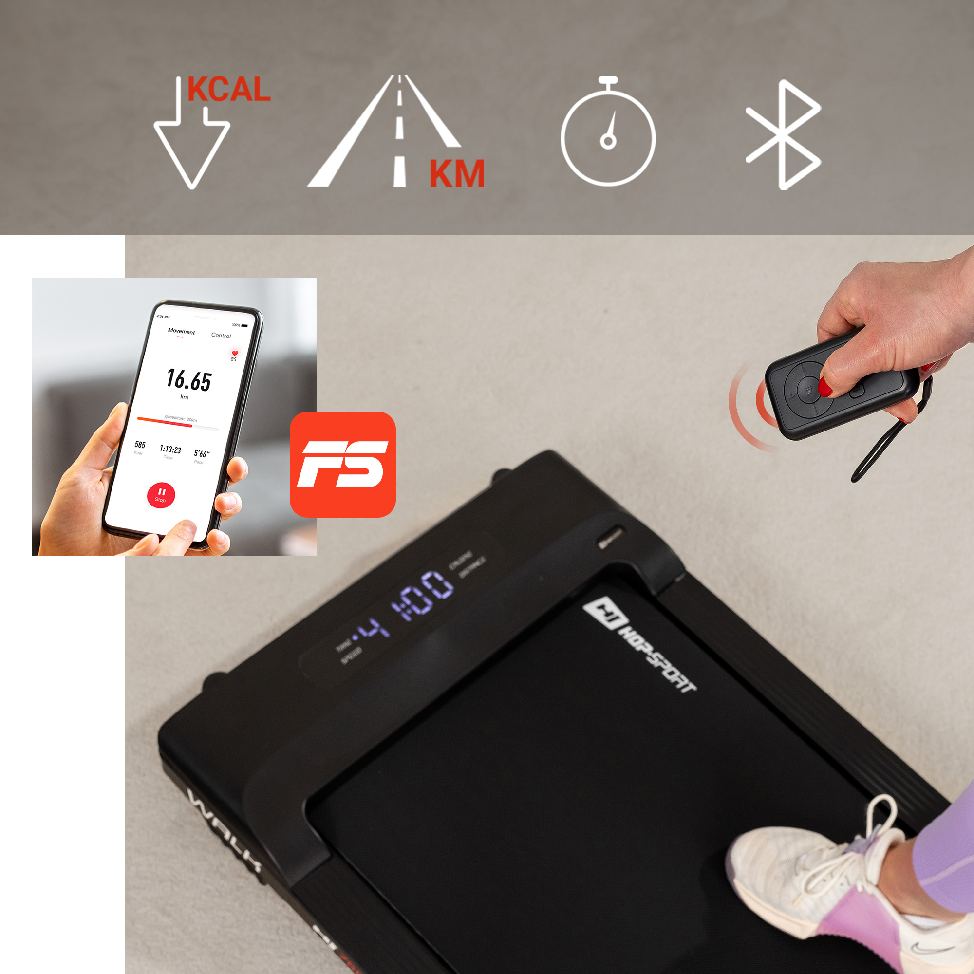 Schermo del computer di allenamento leggibile con alto contrasto nel tapis roulant HS Walk, consente una facile lettura dei parametri