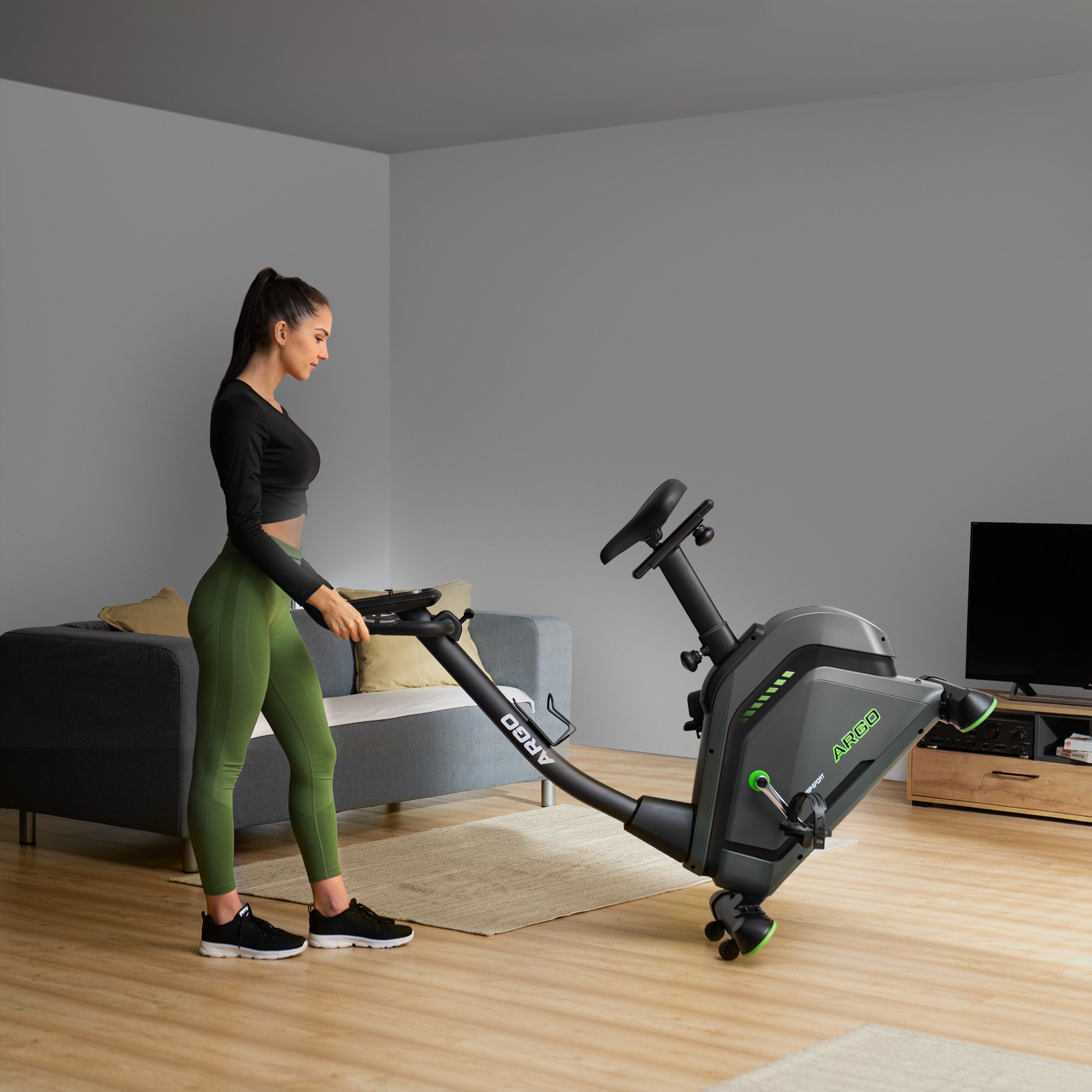 Cyclette HS-120H Argo dotata di ruote di trasporto che facilitano lo spostamento