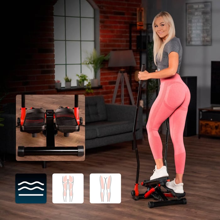 Allenamento completo delle parti inferiori dei muscoli con lo stepper HS-045s Slim rosso