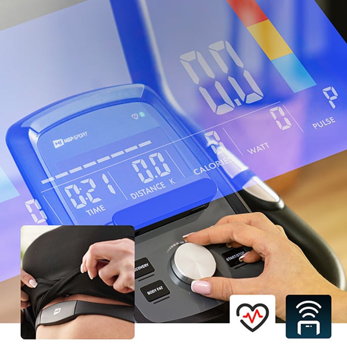 Cyclette HS-120H Argo dotata di computer con supporto e display leggibile