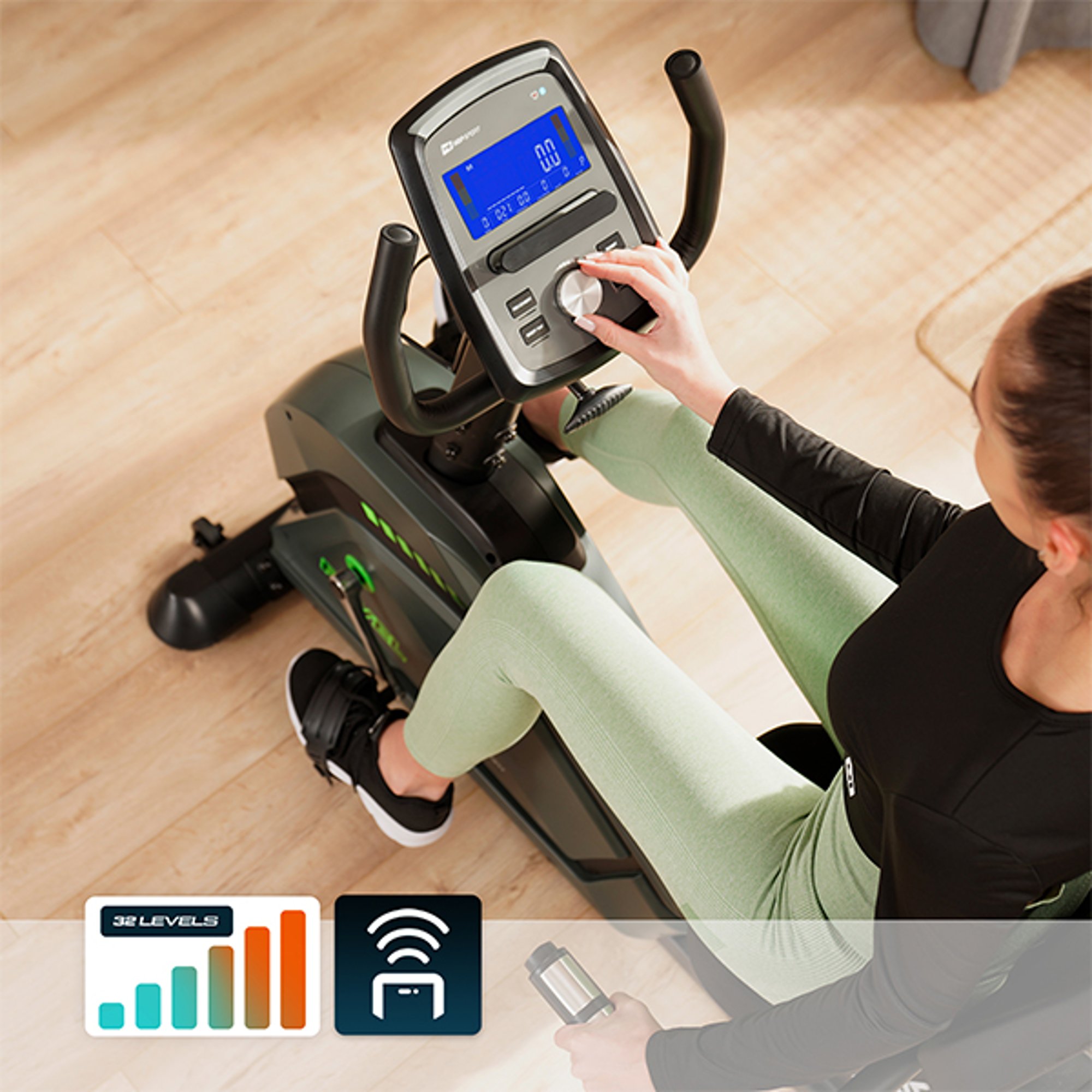 Bicicletta reclinata elettromagnetica HS-120L Ravel con regolazione elettronica della resistenza