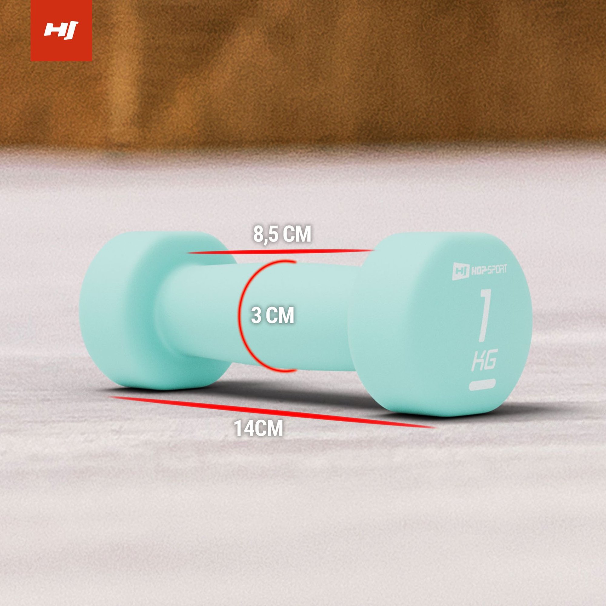 Dimensioni dei manubri in ghisa 2x1kg del marchio Hop-Sport