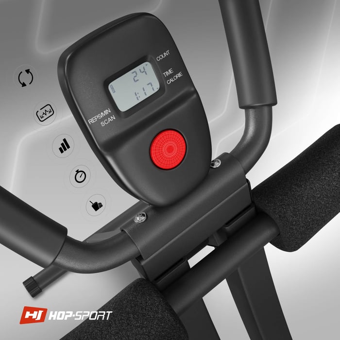 Primo piano sul contatore nel trainer per muscoli addominali HS-2001ABT del marchio Hop-sport