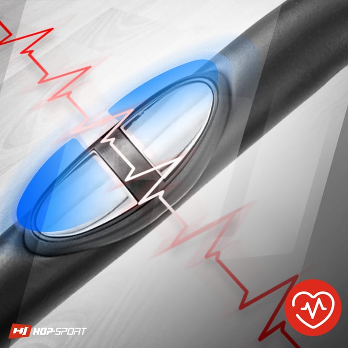 Cyclette HS-2050H Sonic argento dotata di sensori di pulsazioni sulle impugnature del manubrio