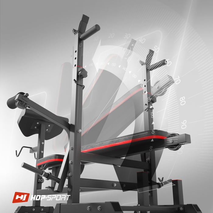 Regolazione dell'angolo di inclinazione dello schienale nella panca da allenamento HS-1075 del marchio Hop-sport
