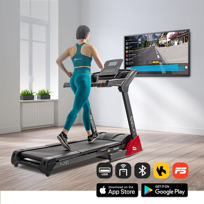 Il computer del tapis roulant Hop-Sport HS-2800LB Integra funziona con applicazioni mobili