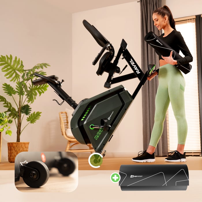 Bicicletta orizzontale HS-120L Ravel dotata di tappetino protettivo per il pavimento e ammortizza il lavoro della bicicletta