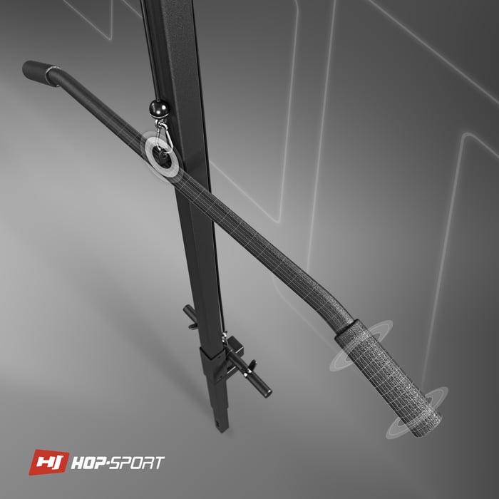 Primo piano della maniglia per la lat machine per panche da allenamento Hop-sport