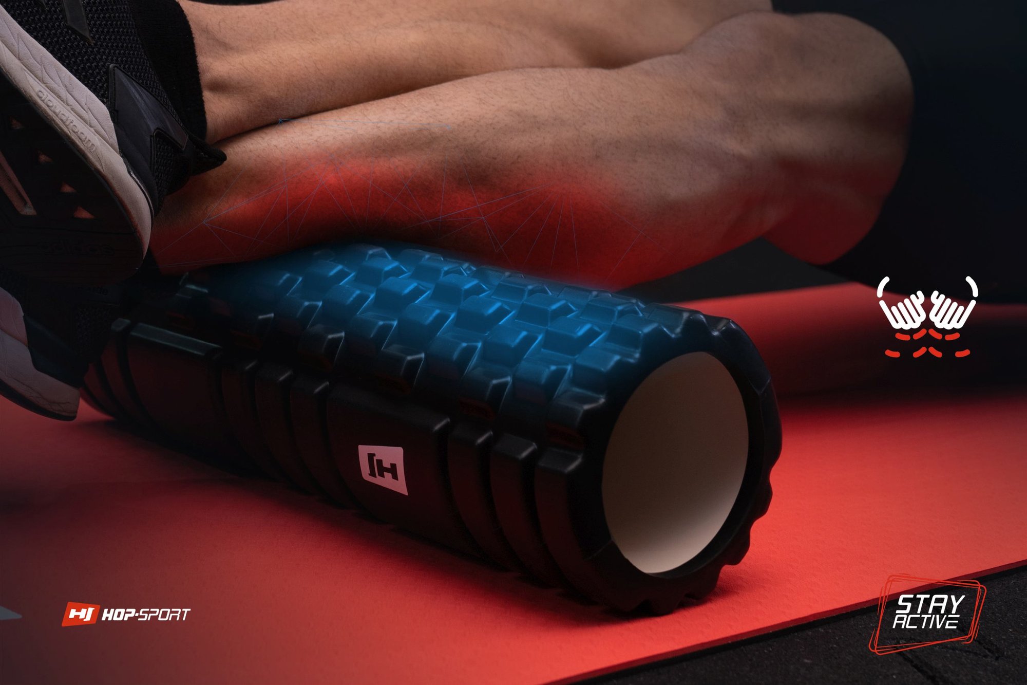 Protuberanze attive nel rullo da massaggio di colore nero