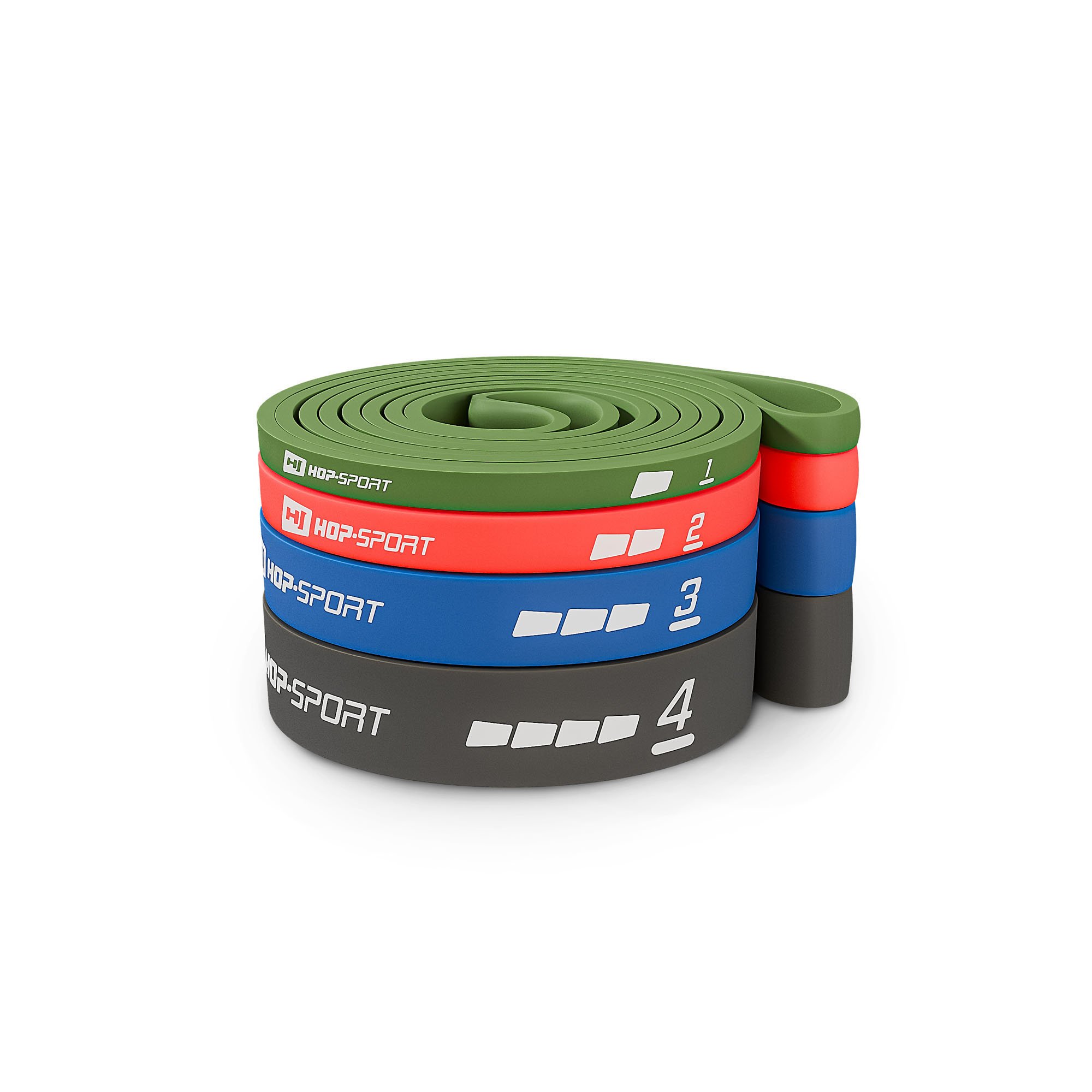 Set di 4 bande elastiche 2-40kg del marchio Hop-Sport