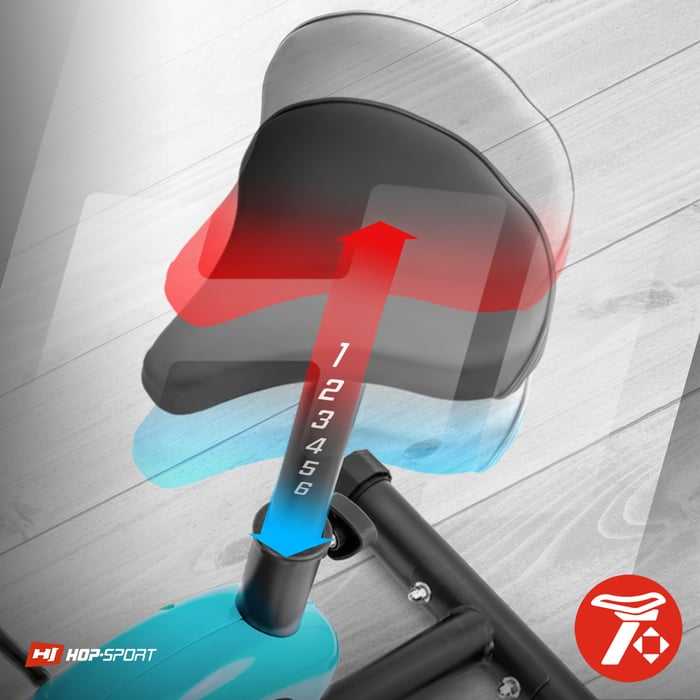 Bicicletta da allenamento HS-010H Rio turchese dotata di un comodo sedile con regolazione verticale