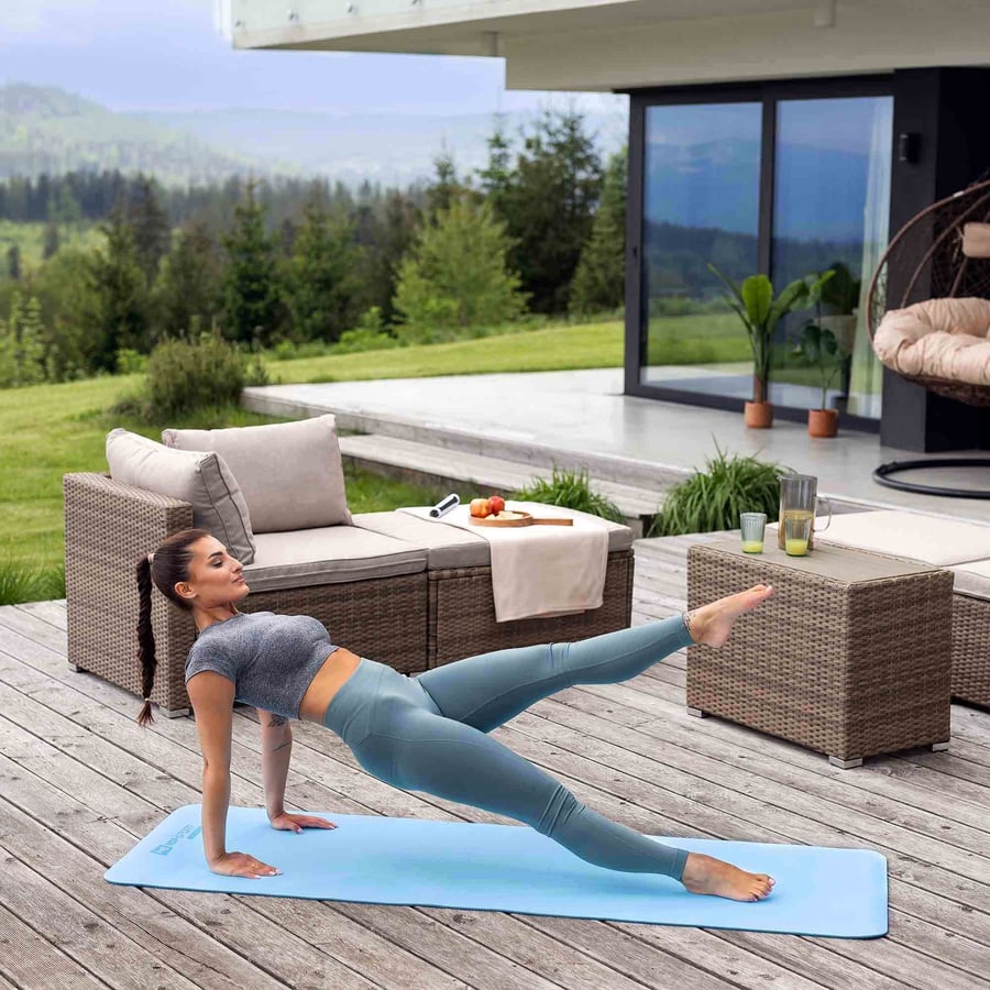 Mata fitness TPE 0,6 cm niebies - 9