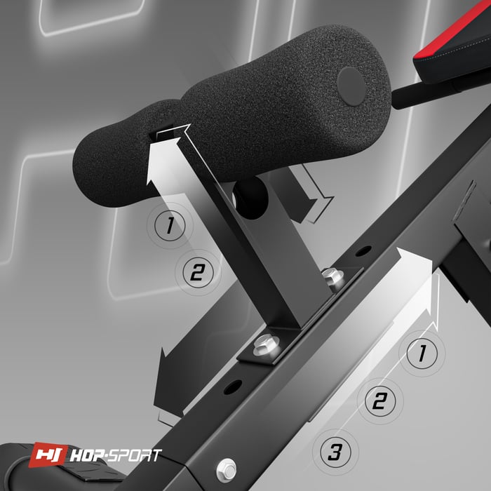 Regolazione del blocco delle gambe nella panca romana HS-1016 del marchio Hop-sport