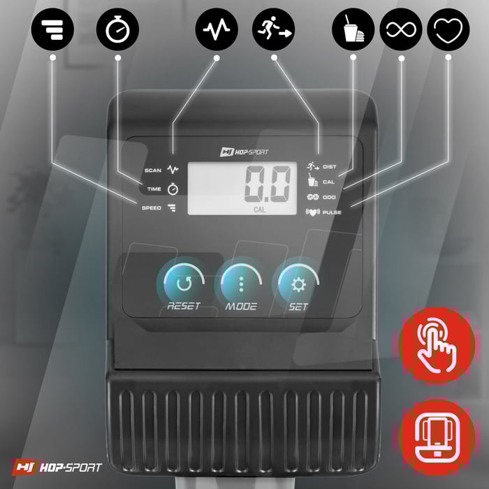 Cyclette HS-2050H Sonic argento dotata di computer con supporto e display leggibile