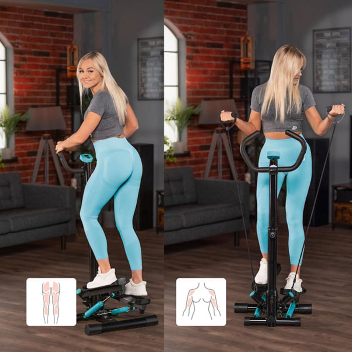Allenamento di tutto il corpo con lo stepper rotante con colonna HS-055S Noble blu