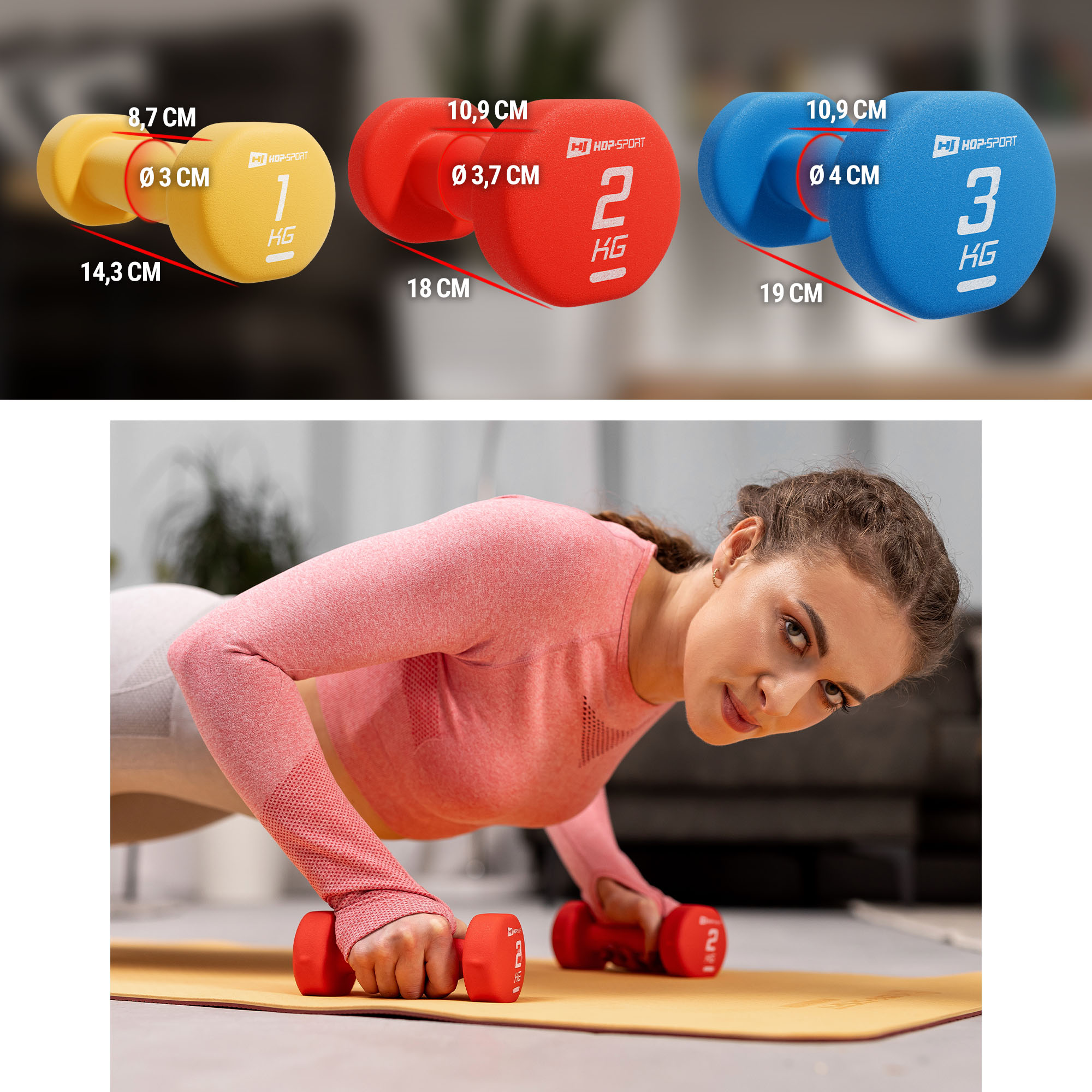 Grafica che mostra le dimensioni dei manubri nel supporto HS-V120DRS