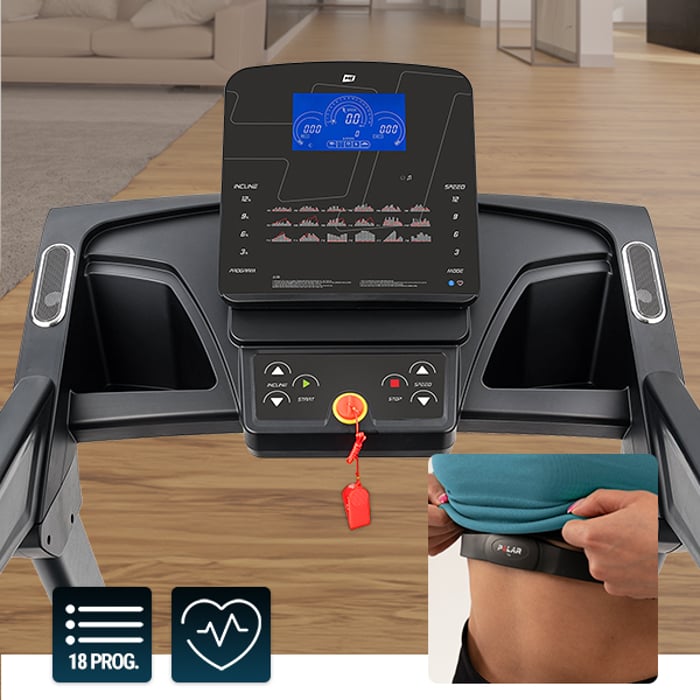 Tapis roulant Hop-Sport HS-2800LB Integra dotato di pannello di controllo con display e programmi