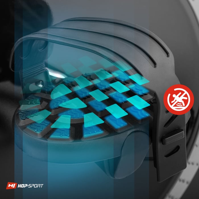 Cyclette orizzontale HS-060L Pulse argento dotata di pedali antiscivolo con cinghie di bloccaggio