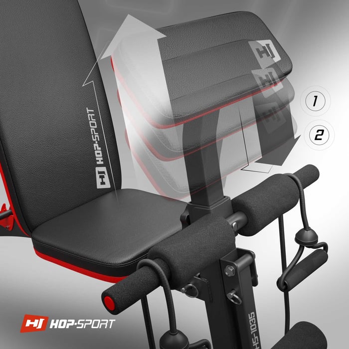 Regolazione del preacher curl sulla panca da allenamento HS-1035 del marchio hop-sport