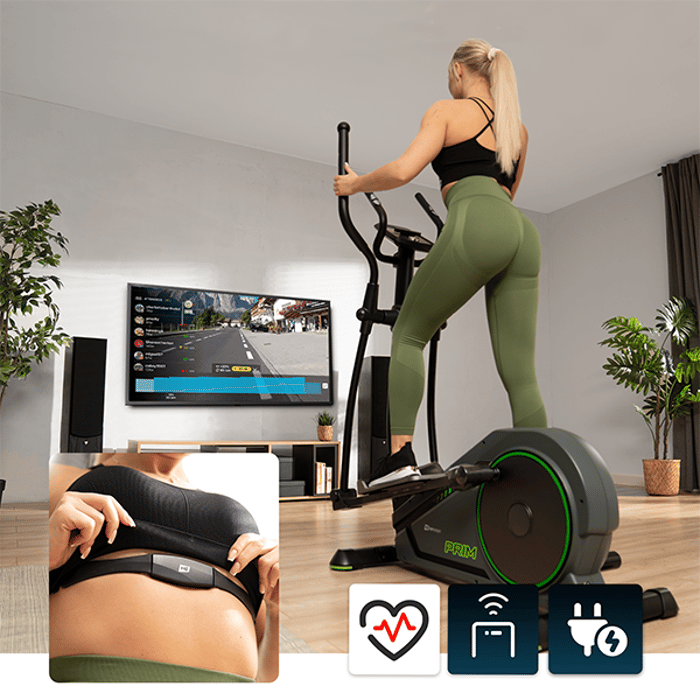 Ellittica da allenamento HS-120C Prim dotata di regolazione elettronica della resistenza e programmi di allenamento