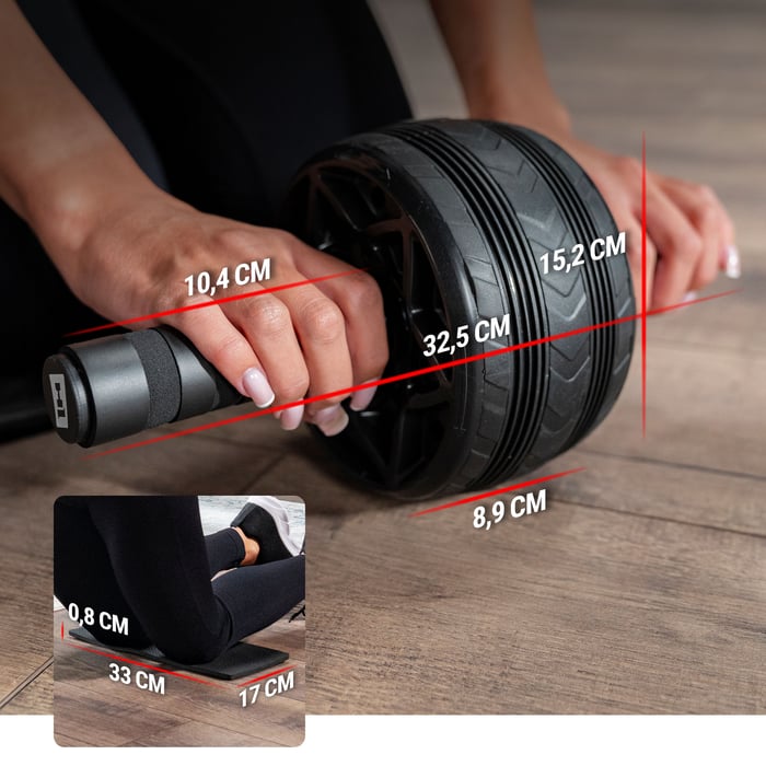 ruota per i muscoli addominali con tappetino per le ginocchia in colore nero del marchio Hop-sport