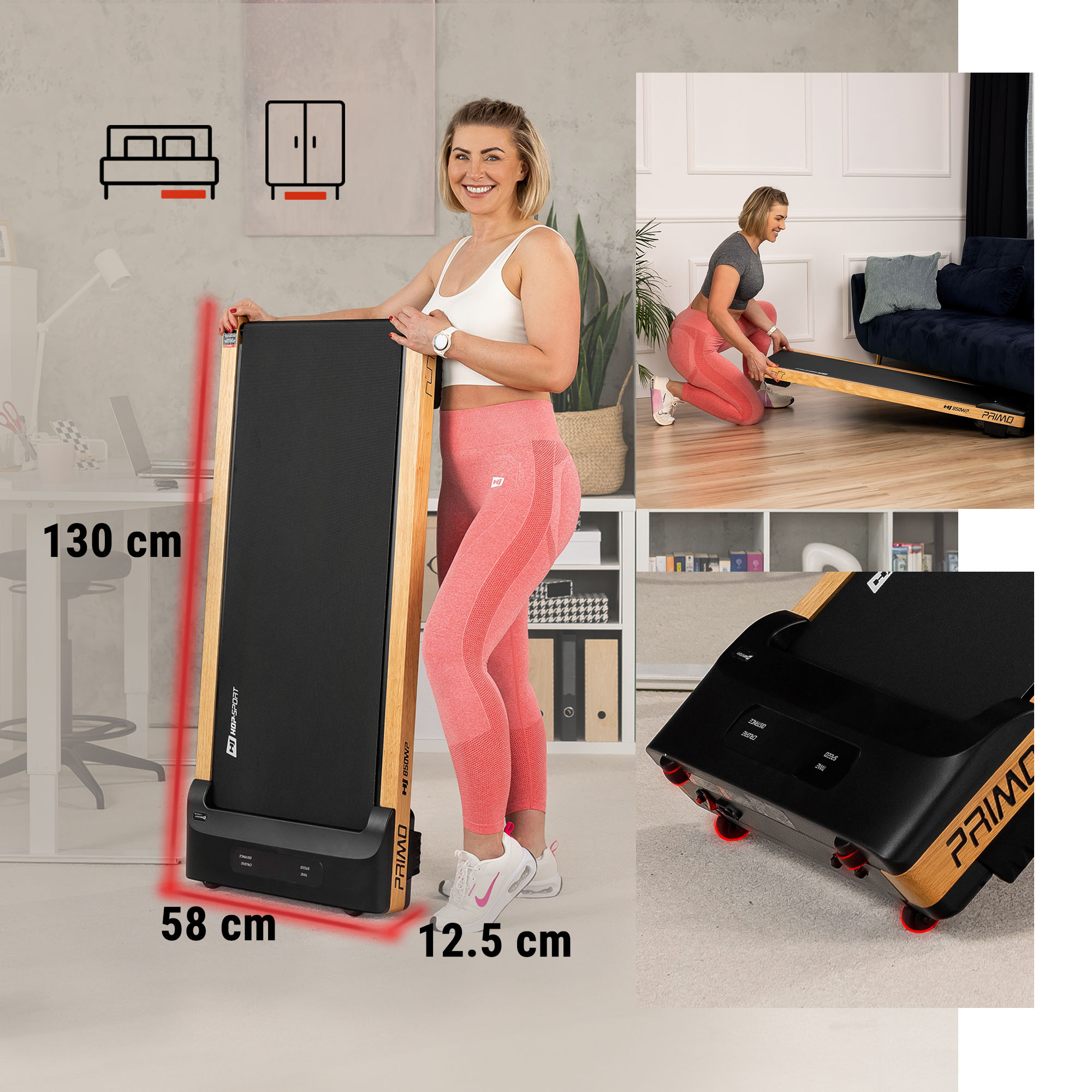 Nessuna necessità di montaggio e spostamento comodo nel tapis roulant Primo