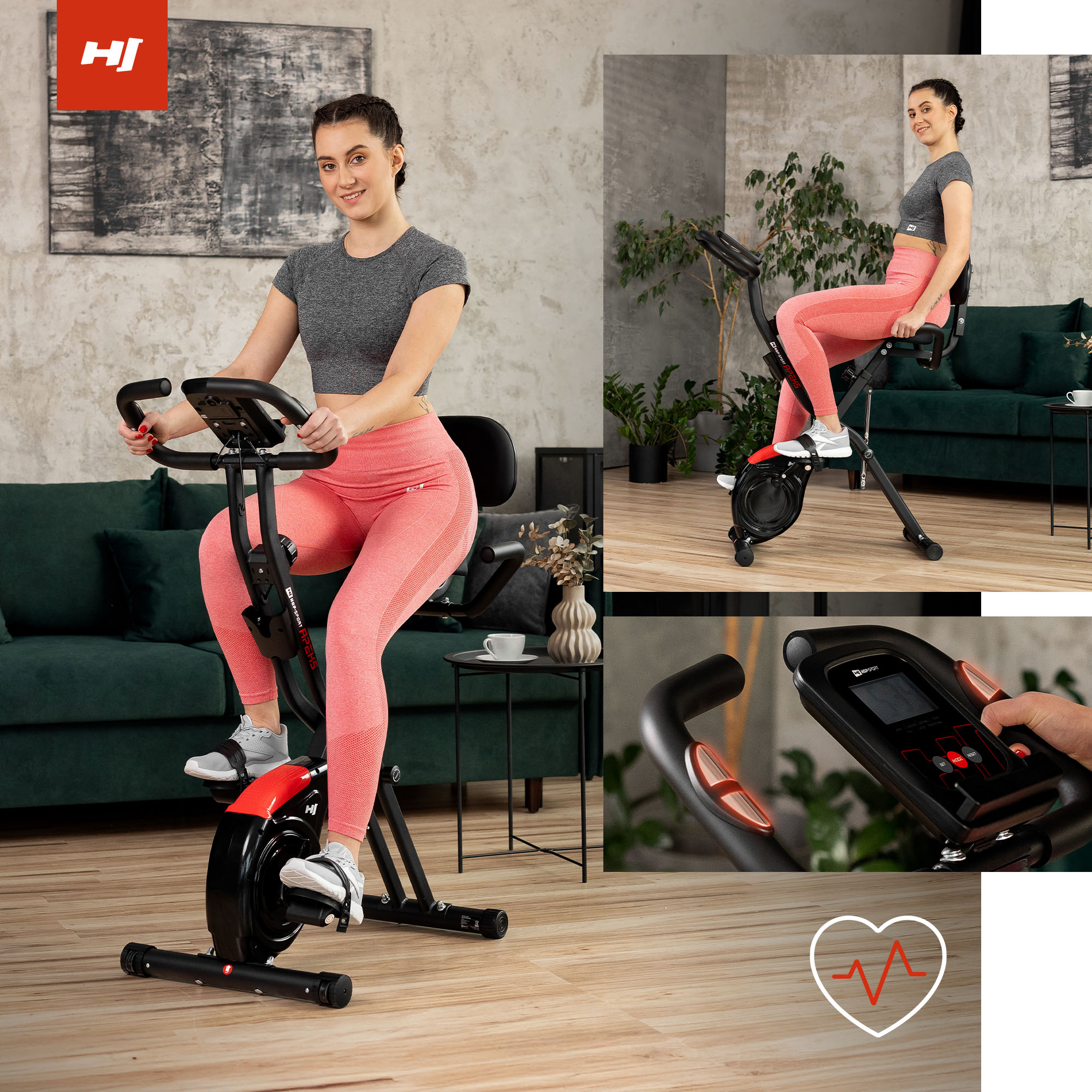 La cyclette stazionaria HS-3030X Apeks ti offre la possibilità di allenarti con diverse posizioni del corpo