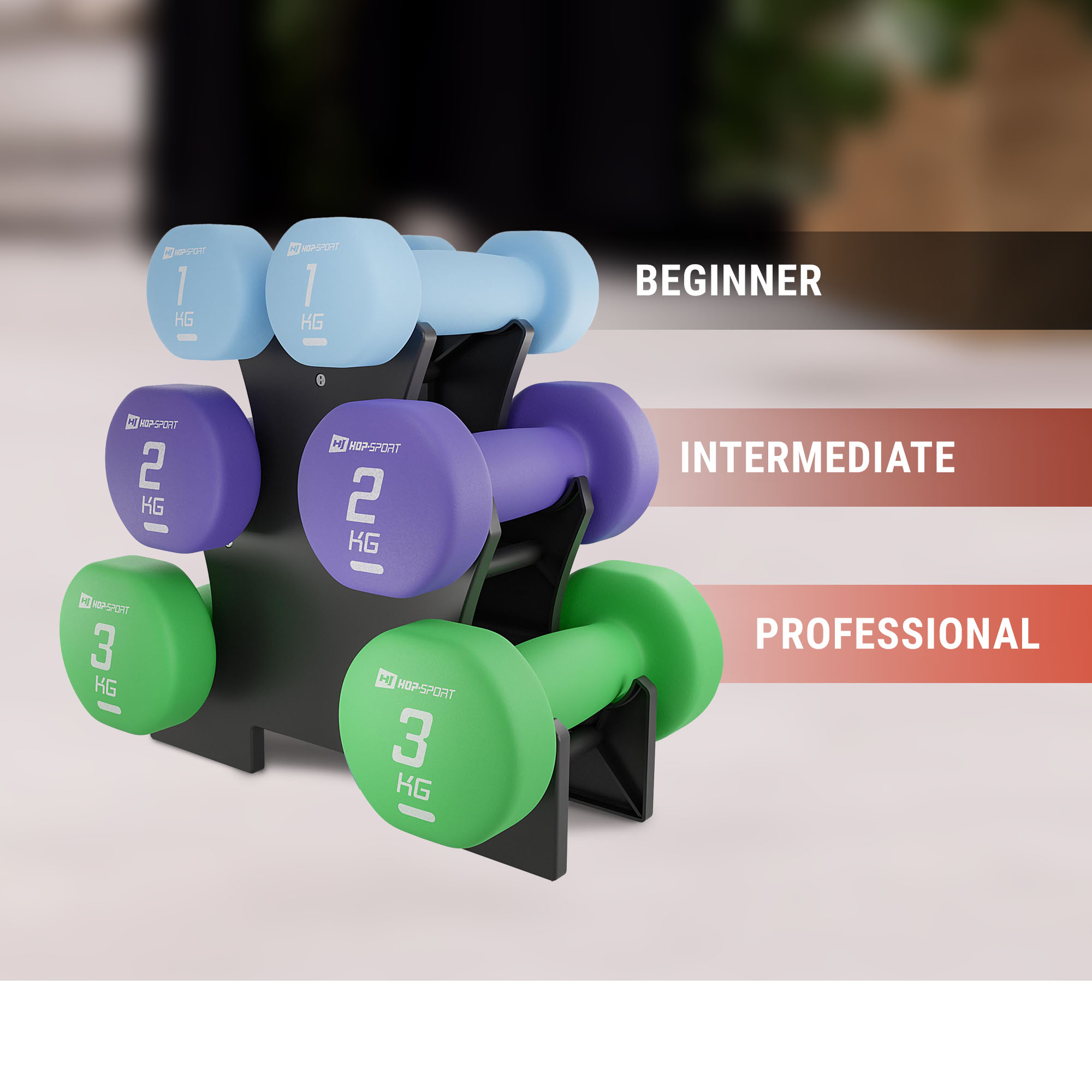 La grafica mostra la progressione negli esercizi con manubri sul supporto da 1 a 3kg