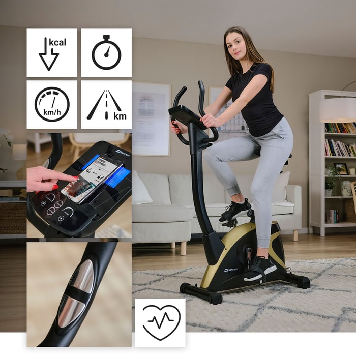 Bicicletta stazionaria HS-005H Host dorata con programmi di allenamento preimpostati
