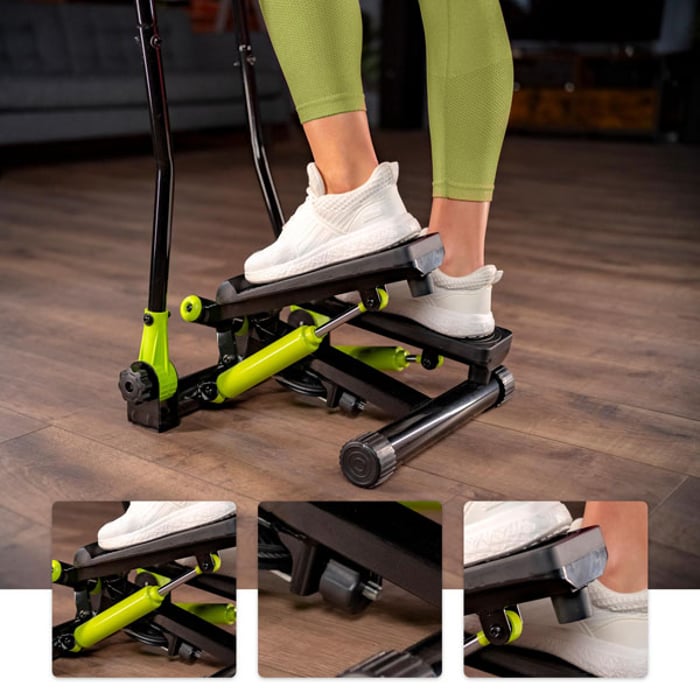 Piattaforme antiscivolo con regolazione dell'altezza nello stepper HS-045s Slim lime