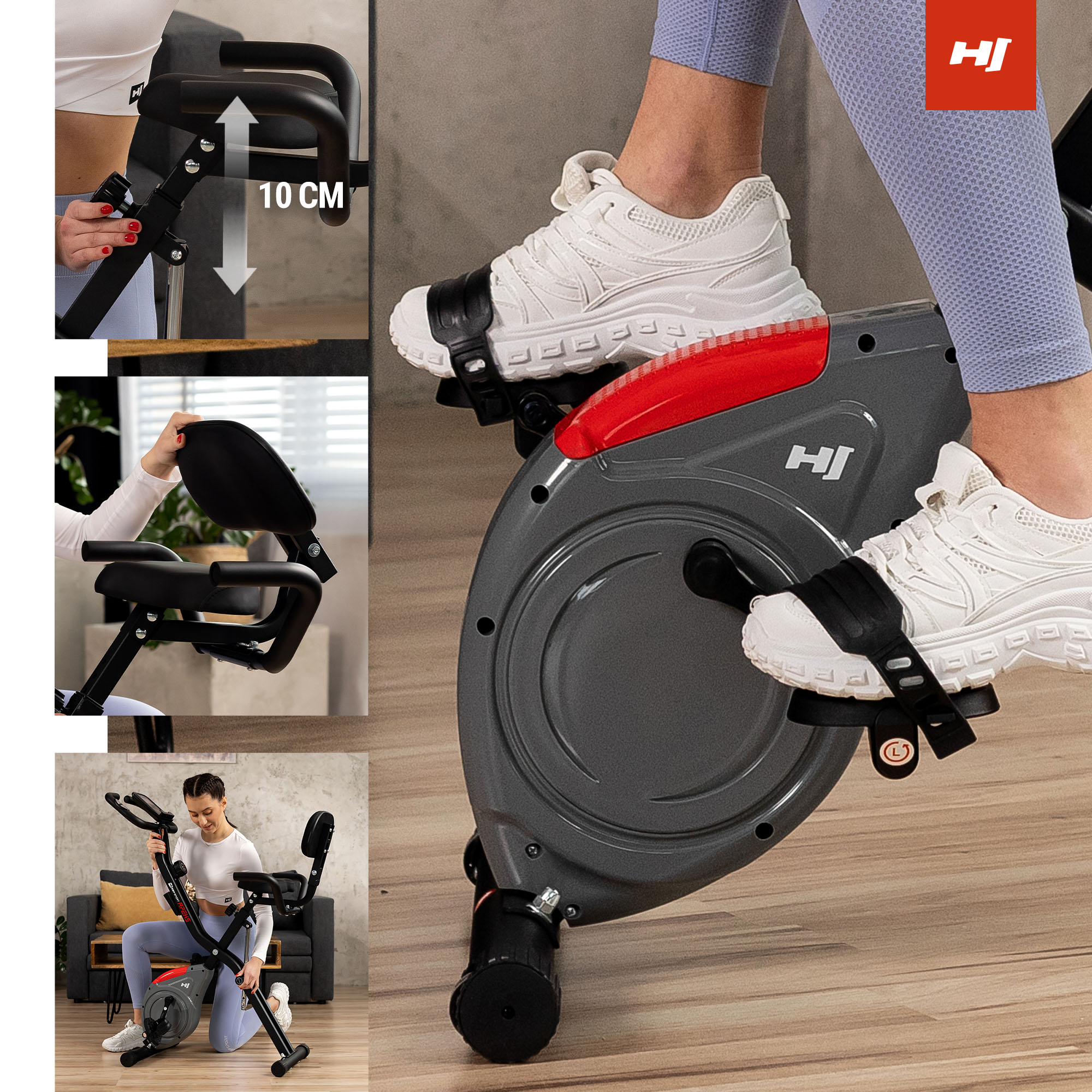 Sicurezza e comfort durante l'allenamento sulla cyclette X-bike HS-3030X Apeks grigia