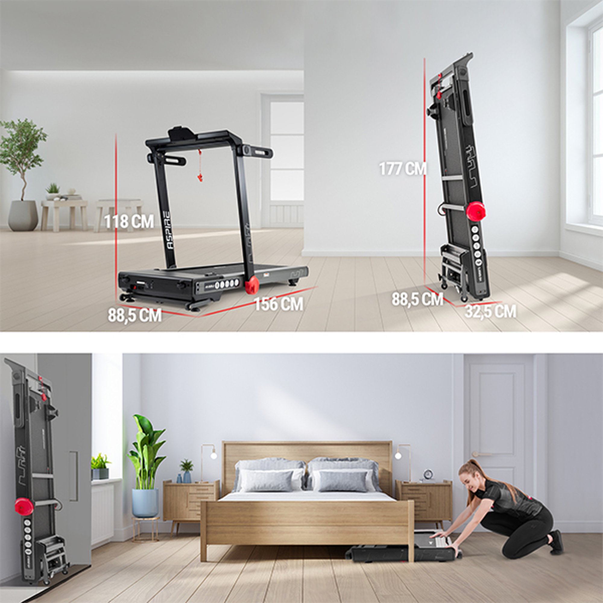 Facile conservazione del tapis roulant Aspire dopo l'allenamento